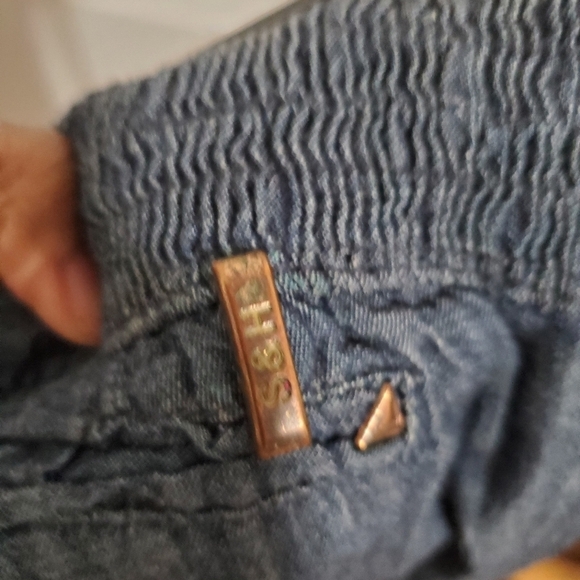 Style H Jeans Women Relaxed Fit Drawstring Linen Blend Denim Dark Wash Size Med - Picture 6 of 13